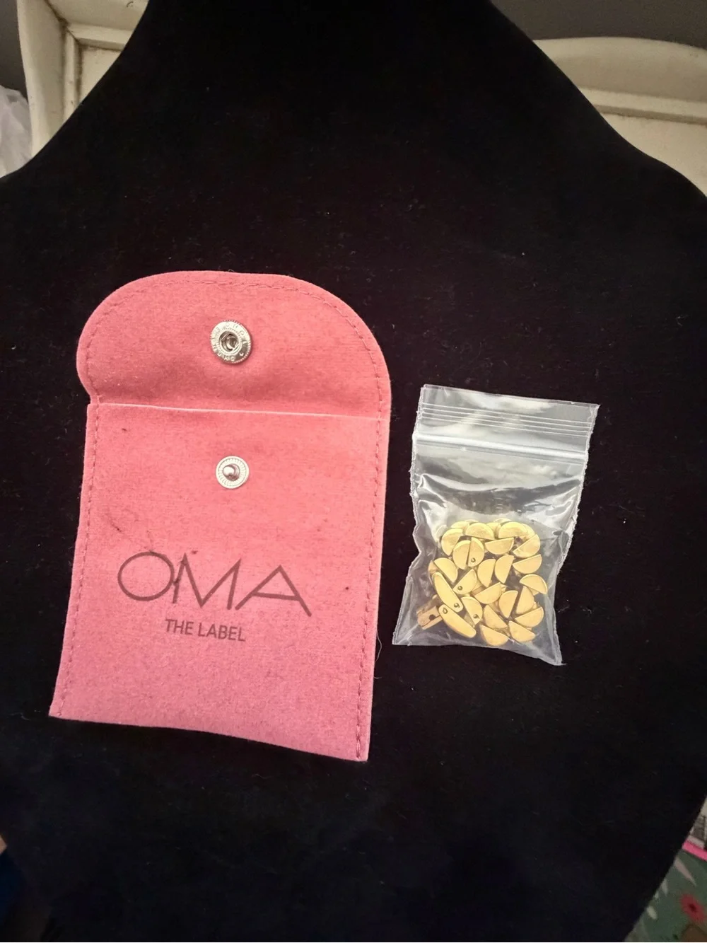 Oma the Label 18k Gold Plated Link Bracelet with Pink Suede Pouch 10”